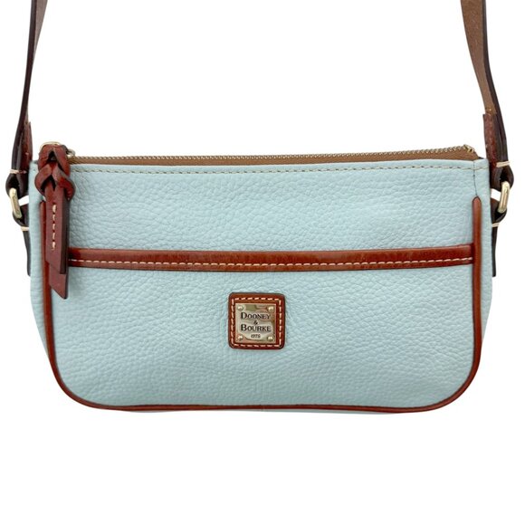 Dooney & Bourke Ginger Shoulder Purse Bag Pale Light Blue Pebbled Leather - Picture 2 of 7
